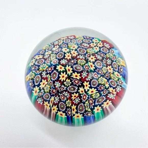 Murano Millefiori Paperweight  Vintage Art Glass Italy Sticker Paper Weight - Picture 7 of 14